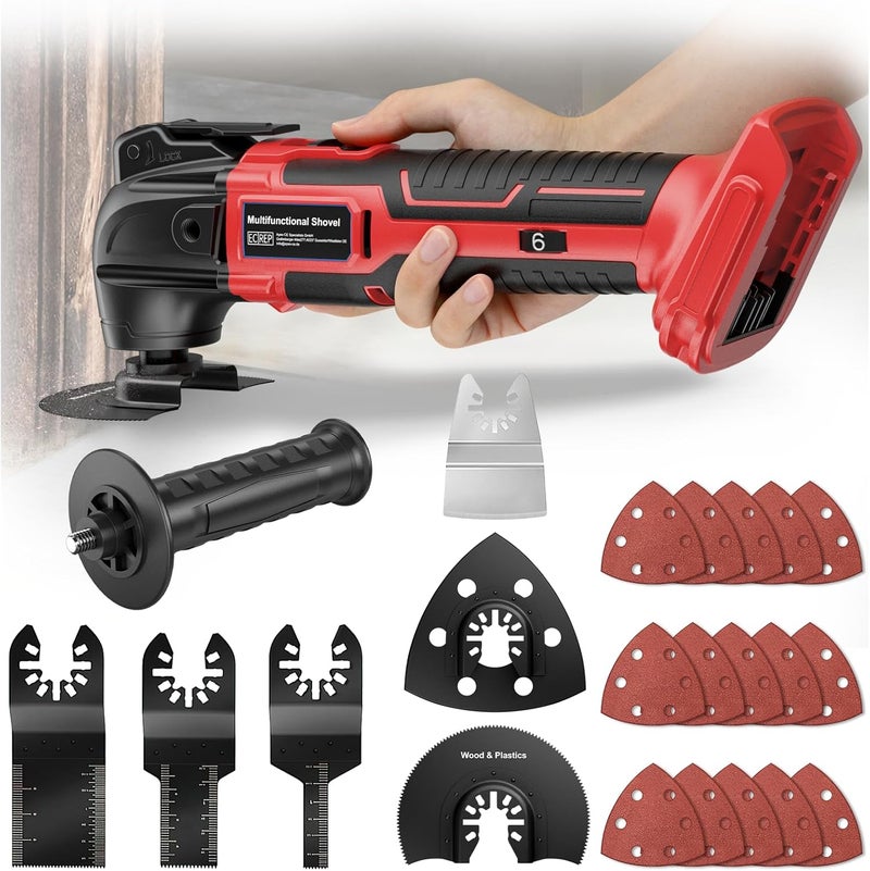Samvinor Cordless Oscillating Tool for Milwaukee 18V Battery, Oscillating Multi Tool Kit with Auxiliary Handle, 6 Variable Speed, Oscillating Saw for Scraping, Sanding, Cutting Wood (Battery Not Included) - Image 1